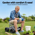 Gardeon Garden Cart Seat 440lbs Capacity Rolling Work Stool Grey