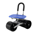 Gardeon Garden Stool Seat Foldable Wheels Blue