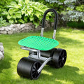 Gardeon Garden Cart Seat 360° Swivel 130kg Foldable Backrest Green