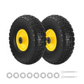 Gardeon 2x Solid Rubber Tyres 26cm Flat Free Wheelbarrow Wheel 5/8 Axle
