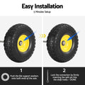 Gardeon 2x Solid Rubber Tyres 26cm Flat Free Wheelbarrow Wheel 5/8 Axle