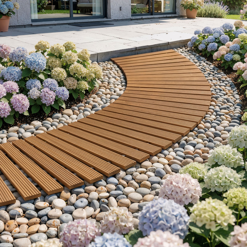 Gardeon 8FT Wooden Garden Pathway Brown Curved Roll Out Walkway