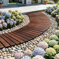 Gardeon 8FT Wooden Garden Pathway Charcoal Brown Curved Walkway