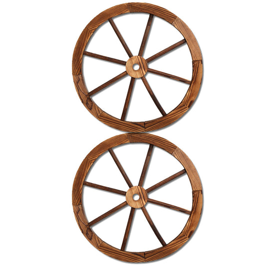 Gardeon 2X Wooden Wagon Wheel Garden Ornament Decor