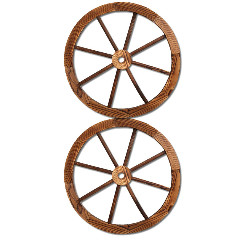 Gardeon 2X Wooden Wagon Wheel Garden Ornament Decor