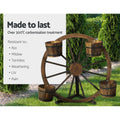 Gardeon Wooden Wagon Wheel Plant Stand 80cm Garden Decor Outdoor