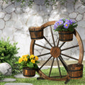 Gardeon Wooden Wagon Wheel Plant Stand 80cm Garden Decor Outdoor