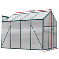 Green Fingers Greenhouse 2.52x1.9x1.83M Aluminium Polycarbonate