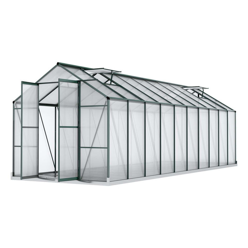 Green Fingers Greenhouse Aluminium Polycarbonate Green House Garden 6.3x2.4x2.1M