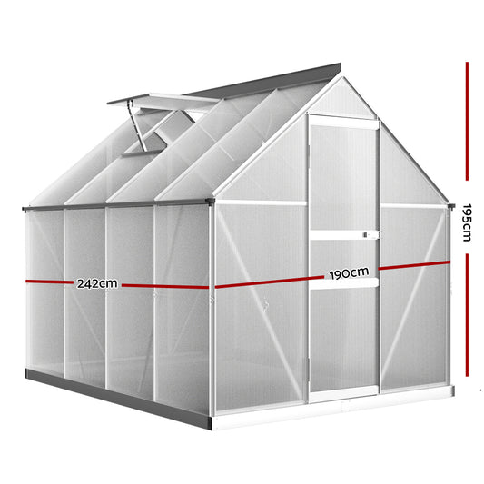 Green Fingers Greenhouse 2.42x1.9x1.95m Aluminium Polycarbonate