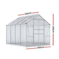 Green Fingers Greenhouse 2.42x2.5x2.26M Aluminium Double Doors Green House Garden Shed