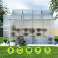 Green Fingers Greenhouse 2.42x2.5x2.26M Aluminium Double Doors Green House Garden Shed
