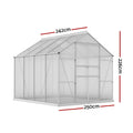 Green Fingers Greenhouse 2.42x2.5m Aluminium Double Doors Garden