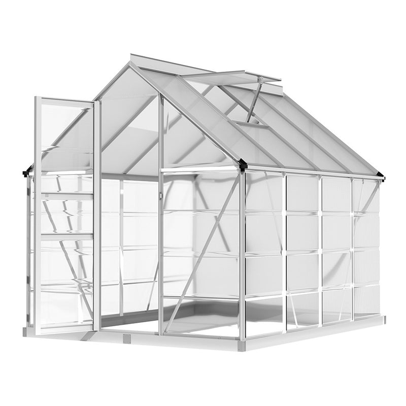 Green Fingers Greenhouse 2.48x1.89x2M Aluminium Polycarbonate