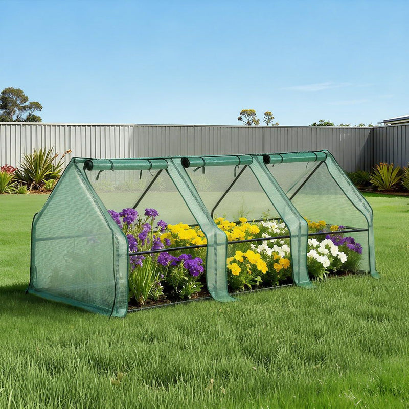 Green Fingers Greenhouse 240x90x90cm Steel Frame PE Cover