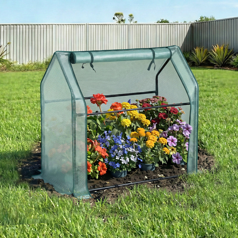 Green Fingers Greenhouse 91x46x84cm Steel Frame PE Cover Outdoor