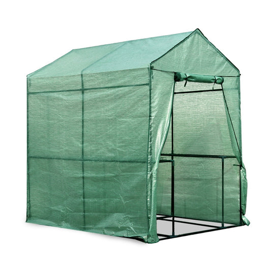 Green Fingers Greenhouse 1.2x1.9x1.9M Walk In Tunnel 4 Shelves
