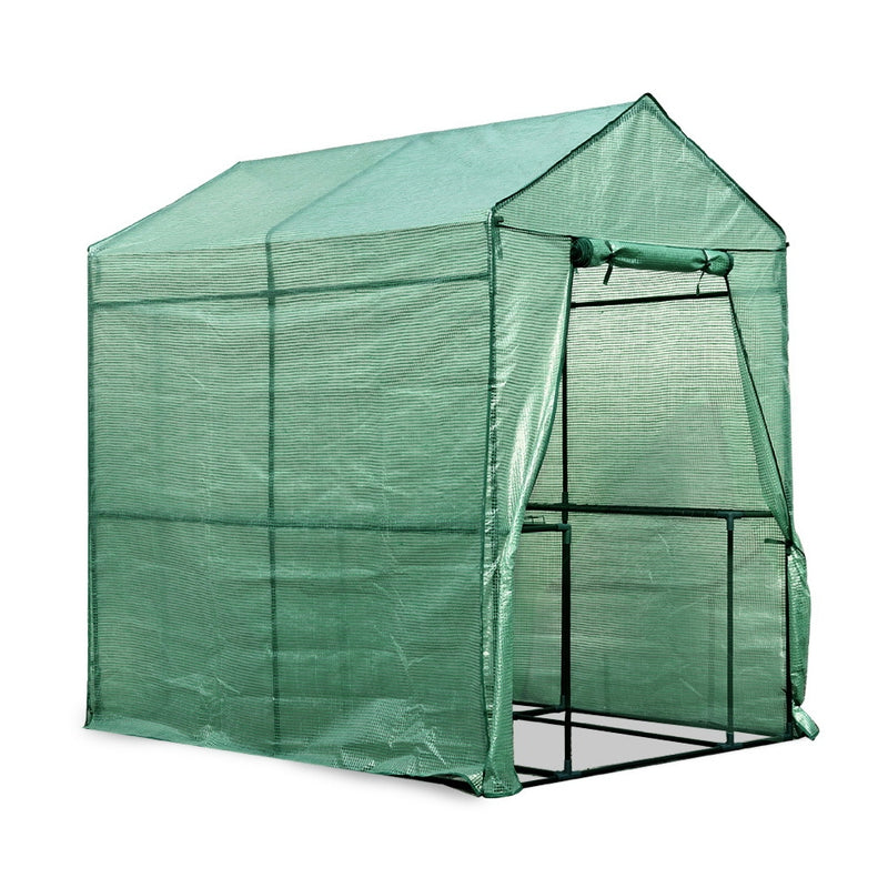 Green Fingers Greenhouse 1.2x1.9x1.9M Walk In Tunnel 4 Shelves