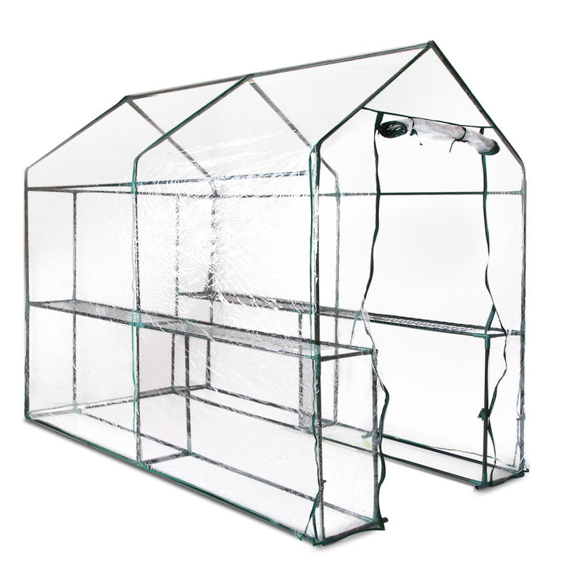 Green Fingers Greenhouse 1.2x1.9x1.9M Walk In Tunnel 4 Shelf