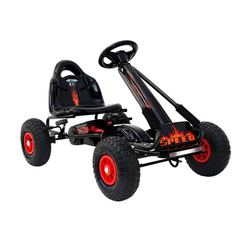 Rigo Kids Pedal Go Kart Black Rubber Tyres Racing Car Ride On