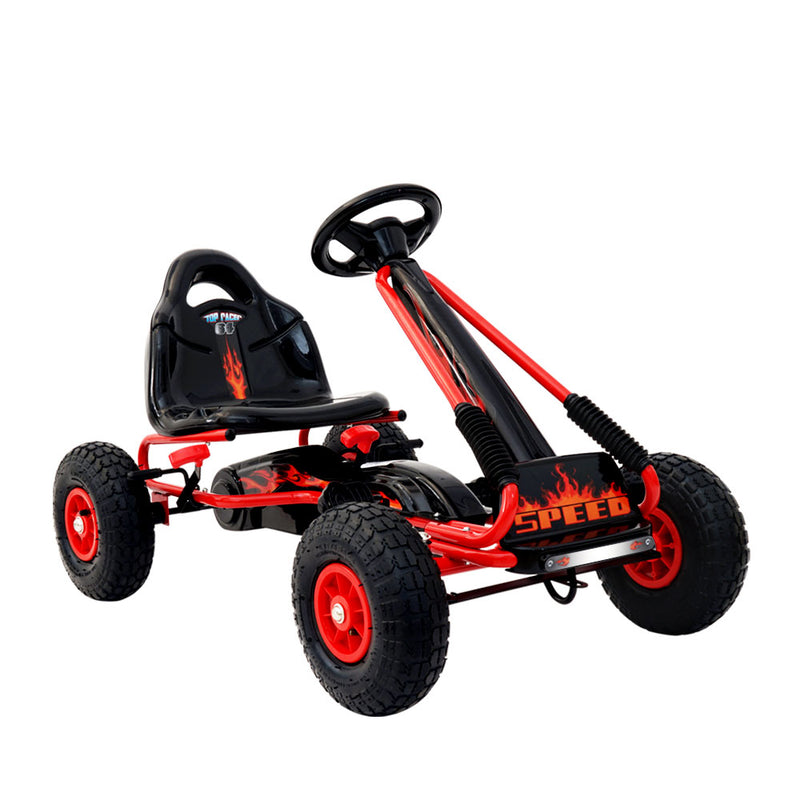 Rigo Kids Pedal Go Kart Red Rubber Tyres Racing Car Ride On