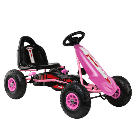 Rigo Kids Pedal Go Kart Ride On Car Adjustable Seat Pink