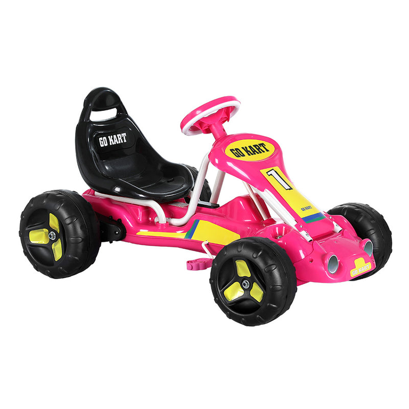 Rigo Kids Pedal Go Kart Pink Ride On Racing Car Plastic Tyre