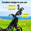 Everfit Golf Trolley Foldable 3 Wheel Cart Umbrella Bottle Holder