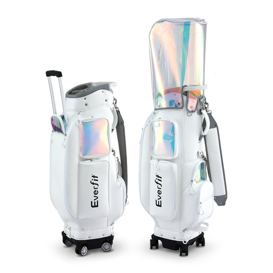Everfit Golf Cart Bag Rolling Buggy Club Organiser White