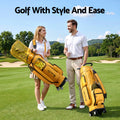 Everfit Golf Cart Bag Rolling Buggy Club Organiser Yellow