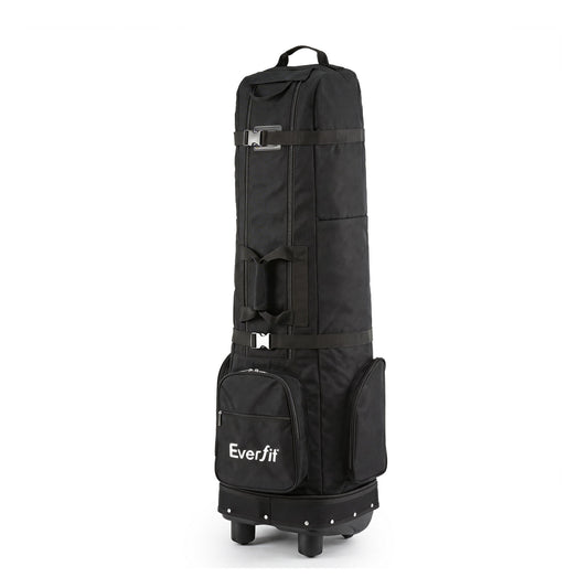 Everfit Golf Travel Bag Flight Cover Wheels Foldable Black