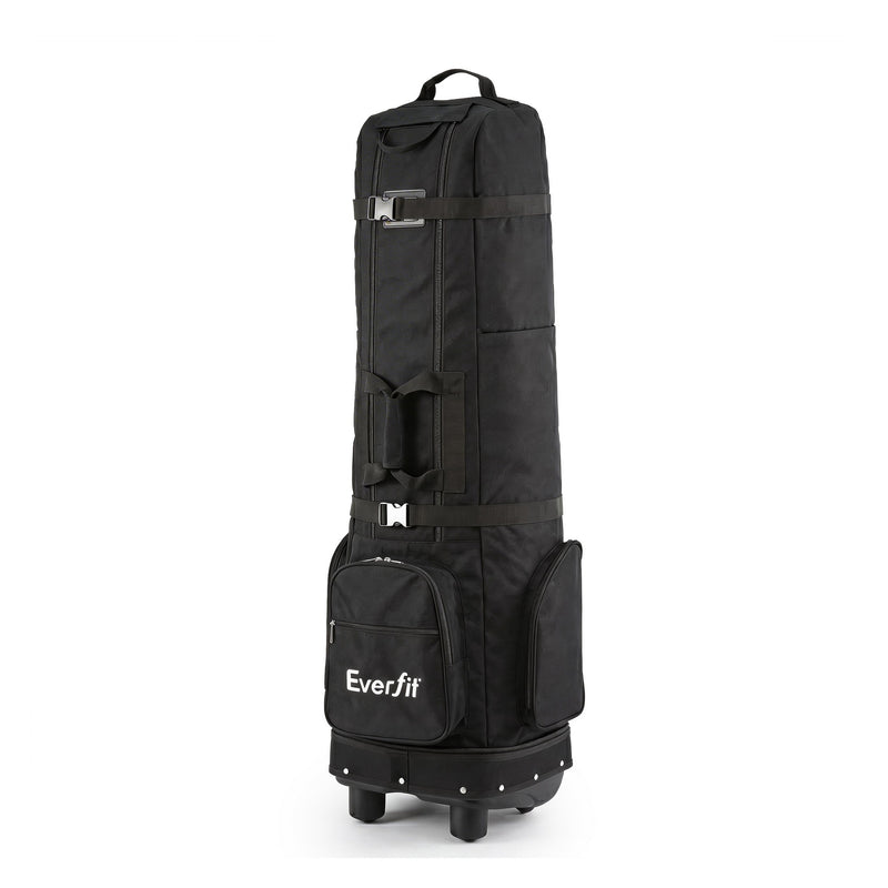 Everfit Golf Travel Bag Flight Cover Wheels Foldable Black