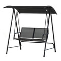 Gardeon 2 Seater Swing Chair Canopy Black Garden Bench Outdoor