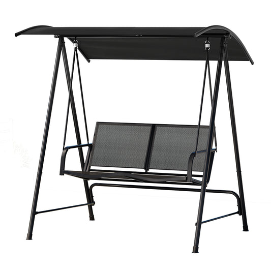 Gardeon 2 Seater Swing Chair Canopy Black Garden Bench Outdoor