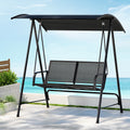 Gardeon 2 Seater Swing Chair Canopy Black Garden Bench Outdoor