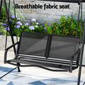 Gardeon 2 Seater Swing Chair Canopy Black Garden Bench Outdoor