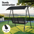 Gardeon 2 Seater Swing Chair Canopy Black Garden Bench Outdoor