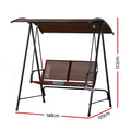 Gardeon 2 Seater Swing Chair Canopy Garden Bench Furniture Brown