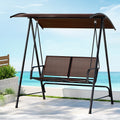 Gardeon 2 Seater Swing Chair Canopy Garden Bench Furniture Brown