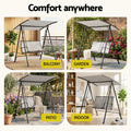 Gardeon Outdoor Swing Chair with Adjustable Canopy 142cmx172cm Stand Grey