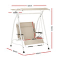Gardeon 2 Seater Swing Chair Canopy Beige Garden Lounger Furniture