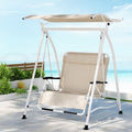 Gardeon 2 Seater Swing Chair Canopy Beige Garden Lounger Furniture