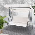 Gardeon 3 Seater Swing Chair Canopy Beige Garden Bench