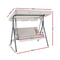 Gardeon 3 Seater Swing Chair Canopy Beige Garden Bench