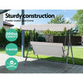 Gardeon 3 Seater Swing Chair Canopy Beige Garden Bench