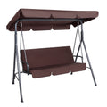 Gardeon 3 Seater Swing Chair Canopy Brown Garden Furniture