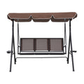 Gardeon 3 Seater Swing Chair Brown Canopy Cup Holder Garden