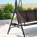 Gardeon 3 Seater Swing Chair Brown Canopy Cup Holder Garden