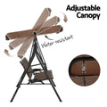 Gardeon 3 Seater Swing Chair Brown Canopy Cup Holder Garden