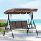 Gardeon 3 Seater Swing Chair Brown Canopy Cup Holder Garden